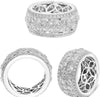 WIDE 1.37CT DIAMOND 14KT WHITE GOLD ROUND & MARQUISE MULTI LEAF ANNIVERSARY RING