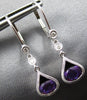 1.06CT DIAMOND & AAA AMETHYST 14KT WHITE GOLD 3D OVAL & ROUND LEVERBACK EARRINGS