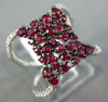 ESTATE LARGE 1.03CT DIAMOND & AAA RUBY 18KT WHITE GOLD 3D CLUSTER FUN RING