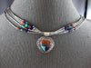 LARGE & LONG AAA MULTI GEM 925 SILVER FILIGREE HEART BY THE YARD NECKLACE #28012