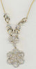 ESTATE .49CT DIAMOND 14KT YELLOW GOLD 3D FLOWER MULTI LEAF LARIAT FUN NECKLACE
