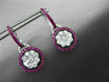 ANTIQUE 1.53CT PINK SAPPHIRE & DIAMOND 18KT WHITE GOLD FLOWER HANGING EARRINGS