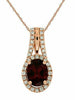 ESTATE 1.74CT DIAMOND & AAA RHODOLITE 14K ROSE GOLD 3D OVAL & ROUND HALO PENDANT