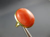 ANTIQUE WIDE AAA CORAL 14KT YELLOW GOLD 3D CLASSIC OVAL FUN RING #27147