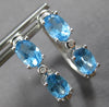 1.40CT DIAMOND & AAA BLUE TOPAZ 14K WHITE GOLD OVAL & ROUND HOOP EARRINGS #27919