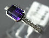 ESTATE .70CT DIAMOND & AAA AMETHYST 14KT WHITE GOLD EMERALD CUT BEZEL FUN RING