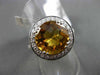 ANTIQUE LARGE 4.55CT DIAMOND & EXTRA FACET CITRINE 14KT WHITE GOLD FILIGREE RING