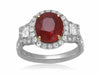 GIA CERTIFIED 5.18CT DIAMOND & AAA RUBY 18KT 2 TONE GOLD 3D HALO ENGAGEMENT RING