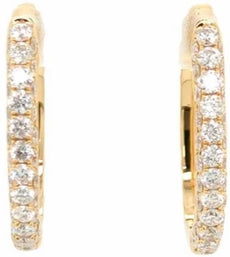 ESTATE 4.24CT DIAMOND 18KT YELLOW GOLD ROUND CLASSIC OVAL HOOP HANGING EARRINGS