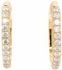 ESTATE 4.24CT DIAMOND 18KT YELLOW GOLD ROUND CLASSIC OVAL HOOP HANGING EARRINGS