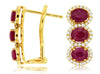2.78CT DIAMOND & AAA RUBY 14KT YELLOW GOLD 3D OVAL & ROUND 3 STONE HALO EARRINGS