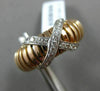 ESTATE WIDE .31CT DIAMOND 18KT WHITE & ROSE GOLD 3D FLEXIBLE SHINY X LOVE RING