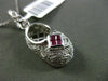 ESTATE .57CT DIAMOND & RUBY 14KT WHITE GOLD FILIGREE MILGRAIN BABY SHOE PENDANT