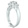 ESTATE LARGE 1.46CT DIAMOND 14KT WHITE GOLD 3D 3 STONE CLASSIC ENGAGEMENT RING