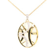 ESTATE .32CT DIAMOND 18K YELLOW GOLD MULTI ROW CRISS CROSS OVAL FLOATING PENDANT