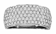 LARGE 1.5CT DIAMOND 14K WHITE GOLD MULTI ROW PAVE SEMI ETERNITY ANNIVERSARY RING