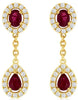 1.06CT DIAMOND & AAA RUBY 14KT YELLOW GOLD 3D OVAL PEAR SHAPE & ROUND EARRINGS