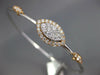 ESTATE WIDE .67CT DIAMOND 18KT WHITE & ROSE GOLD MARQUISE SHAPE BANGLE BRACELET