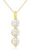 .50CT DIAMOND 14KT YELLOW GOLD THREE STONE PAST PRESENT FUTURE FLOATING PENDANT
