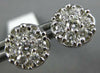 ESTATE LARGE .93CT DIAMOND 14KT WHITE GOLD 3D CLUSTER FLOWER STUD EARRINGS #3060