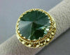 ANTIQUE LARGE 15CT AAA GREEN TOPAZ 14KT YELLOW GOLD 3D OPEN FILIGREE RING #25395