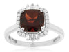 2.96CT DIAMOND & AAA GARNET 14KT WHITE GOLD 3D CUSHION ROUND & BAGUETTE FUN RING
