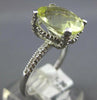ESTATE 4.0CT DIAMOND & AAA LEMON QUARTZ 14K WHITE GOLD 3D OVAL & ROUND FUN RING
