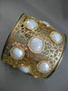 ESTATE LARGE 30.0CT DIAMOND & AAA AGATE 14KT WHITE & ROSE GOLD BANGLE BRACELET