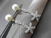 ANTIQUE .80CT DIAMOND 14K WHITE GOLD & PEARL FLOWER STAR HANGING EARRINGS #23357