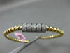 ESTATE 1.20CT DIAMOND 14KT WHITE & YELLOW GOLD 3D SWIRL FLEXIBLE BANGLE BRACELET