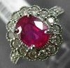 LARGE 2.25CT DIAMOND & AAA OVAL RUBY 14KT WHITE GOLD 3D FILIGREE ENGAGEMENT RING