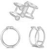 ESTATE WIDE .49CT DIAMOND 14KT WHITE GOLD 3D MULTI FLOWER CRISS CROSS FUN RING