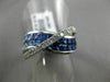 ESTATE WIDE 3.02CT DIAMOND & OMBRE AAA SAPPHIRE 14K WHITE GOLD 3D MULTI ROW RING