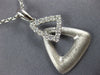 LARGE .42CT DIAMOND 18KT WHITE GOLD MATTE & SHINY DOUBLE TRIANGULAR FUN PENDANT