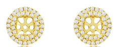 ESTATE 0.27CT DIAMOND 14KT YELLOW GOLD 3D DOUBLE HALO SQUARE JACKET EARRINGS
