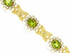 ESTATE 5.60CT DIAMOND & AAA PERIDOT 14K YELLOW GOLD 3D FLOWER BUTTERFLY BRACELET