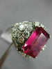 ANTIQUE EXTRA LARGE 10.8CT DIAMOND & AAA RUBELLITE PLATINUM 3D CLUSTER FUN RING