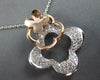 LARGE .78CT DIAMOND 14KT WHITE & ROSE GOLD 3D 4 LEAF CLOVER BY THE YARD NECKLACE