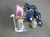 ESTATE LARGE 10.25CT DIAMOND & AAA SLICED BLUE AGATE 14KT ROSE GOLD FLOWER RING