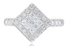 ESTATE .45CT DIAMOND 14KT WHITE GOLD 3D ROUND PAVE SQUARE GEOMETRICAL FUN RING