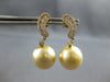 ESTATE LARGE .6CT DIAMOND & AAA GOLDEN SOUTH SEA PEARL 18K YELLOW GOLD CHANNEL EARRINGS