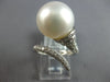 EXTRA LARGE .79CT DIAMOND & AAA SOUTH SEA PEARL 18KT WHITE GOLD CRISS CROSS RING