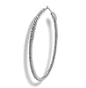 .75CT DIAMOND 14K WHITE GOLD ROUND INSIDE OUT OVAL CLIP ON HOOP HANGING EARRINGS