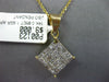 LARGE .85CT DIAMOND 14KT YELLOW GOLD PRINCESS INVISIBLE SQUARE FLOATING PENDANT