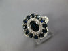 LARGE 2.47CT DIAMOND & AAA SAPPHIRE 14KT WHITE GOLD OVAL & ROUND FLOWER FUN RING