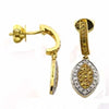 .70CT WHITE & FANCY YELLOW DIAMOND 18KT TWO TONE GOLD MARQUISE HANGING EARRINGS
