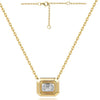 .09CT DIAMOND 14KT YELLOW GOLD 3D ROUND & BAGUETTE FILIGREE OCTAGON LOVE PENDANT