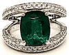 ESTATE LARGE 5.96CT DIAMOND & AAA EMERALD 18KT 2 TONE GOLD CUSHION & ROUND RING