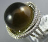 EXTRA LARGE 17.69CT DIAMOND & AAA CABOCHON SMOKY TOPAZ 14KT WHITE GOLD LOVE RING