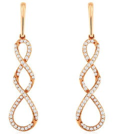 .50CT DIAMOND 14KT ROSE GOLD 3D ROUND INFINITY CRISS CROSS LOVE HANGING EARRINGS
